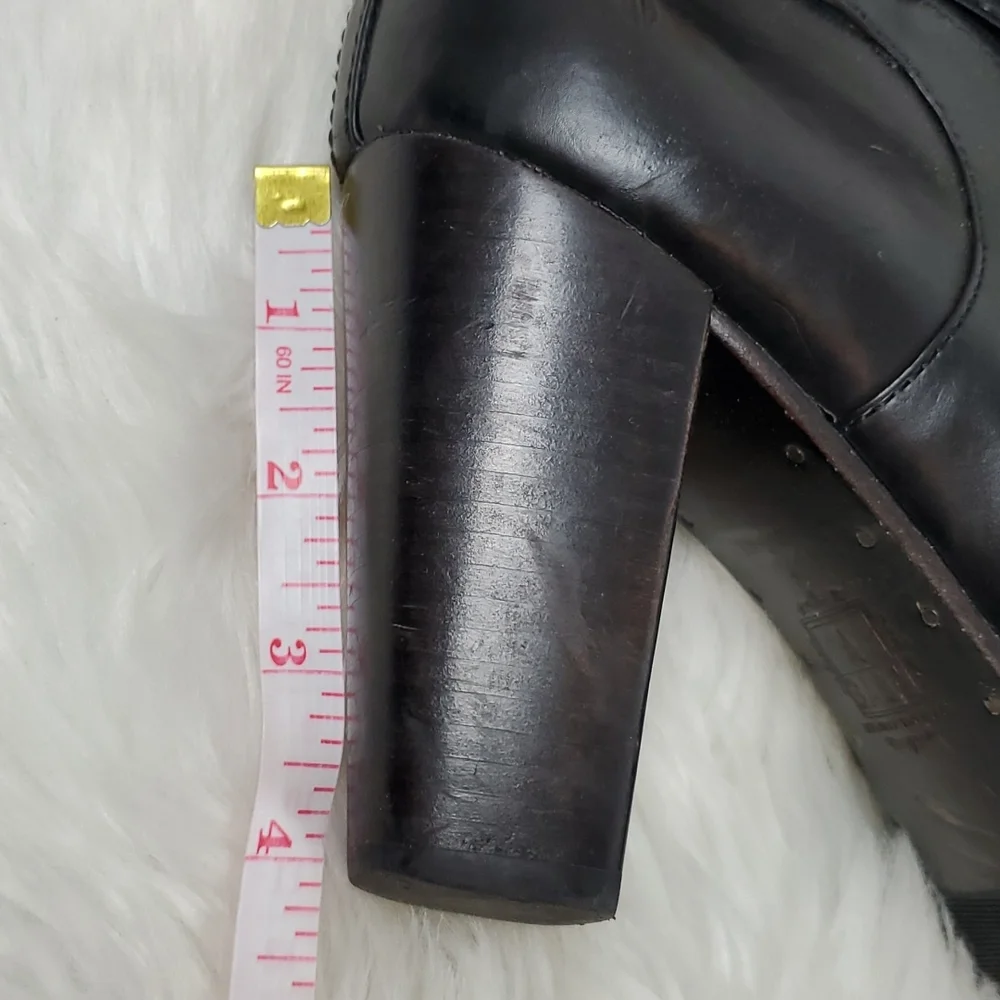 Frye black leather heel high boots women size 10